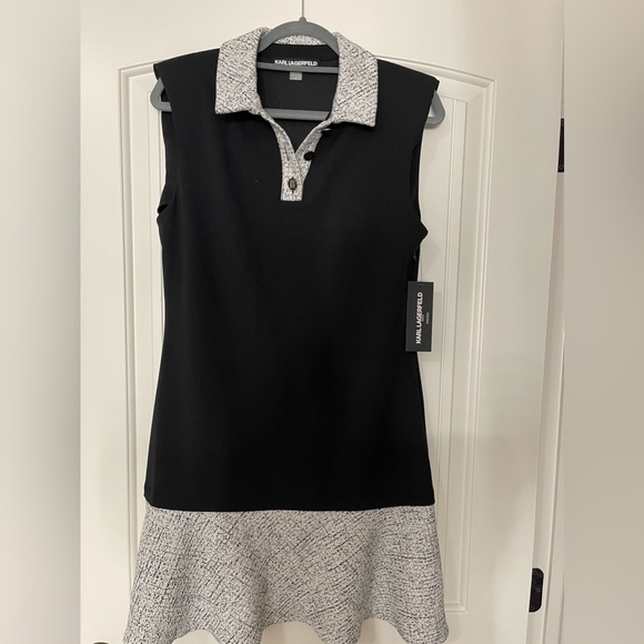 Karl Lagerfield Contrast Trim A-line Dress - Picture 5 of 8